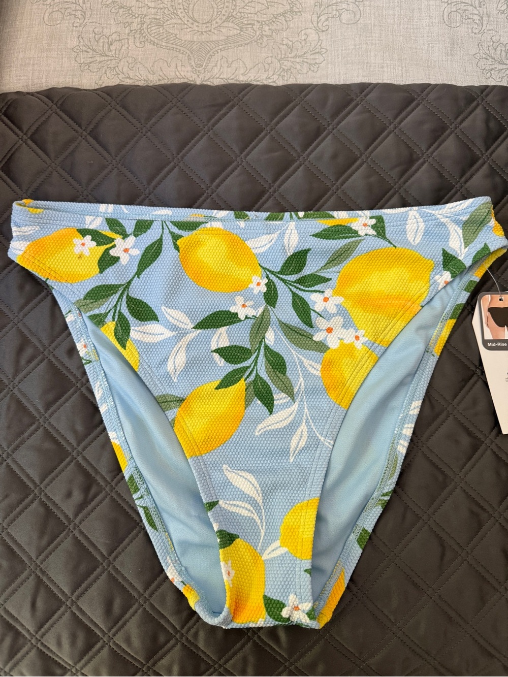 Time and Tru Light Blue Lemon Print Bikini Bottom
